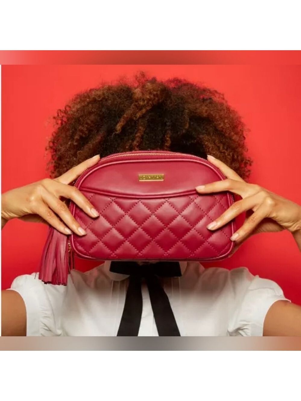 JOY & IMAN | Diamond Quilted | Genuine Leather Crossbody with RFID | Burgundy